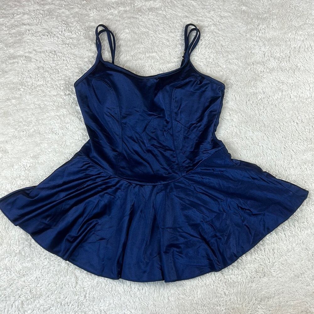 Maillot Baltex body ID drop waist one piece‎ skirt swimsuit in royal blue, 16